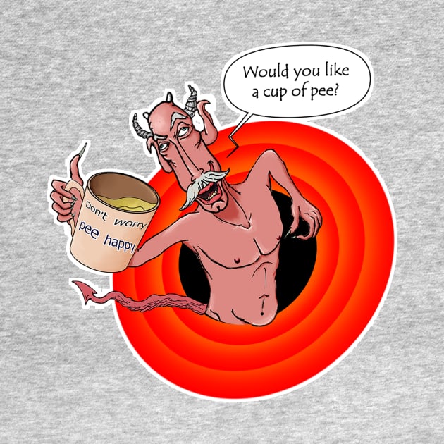 Funny & crazy demon offering "a cup of pee" by Gil Weinstein Studios